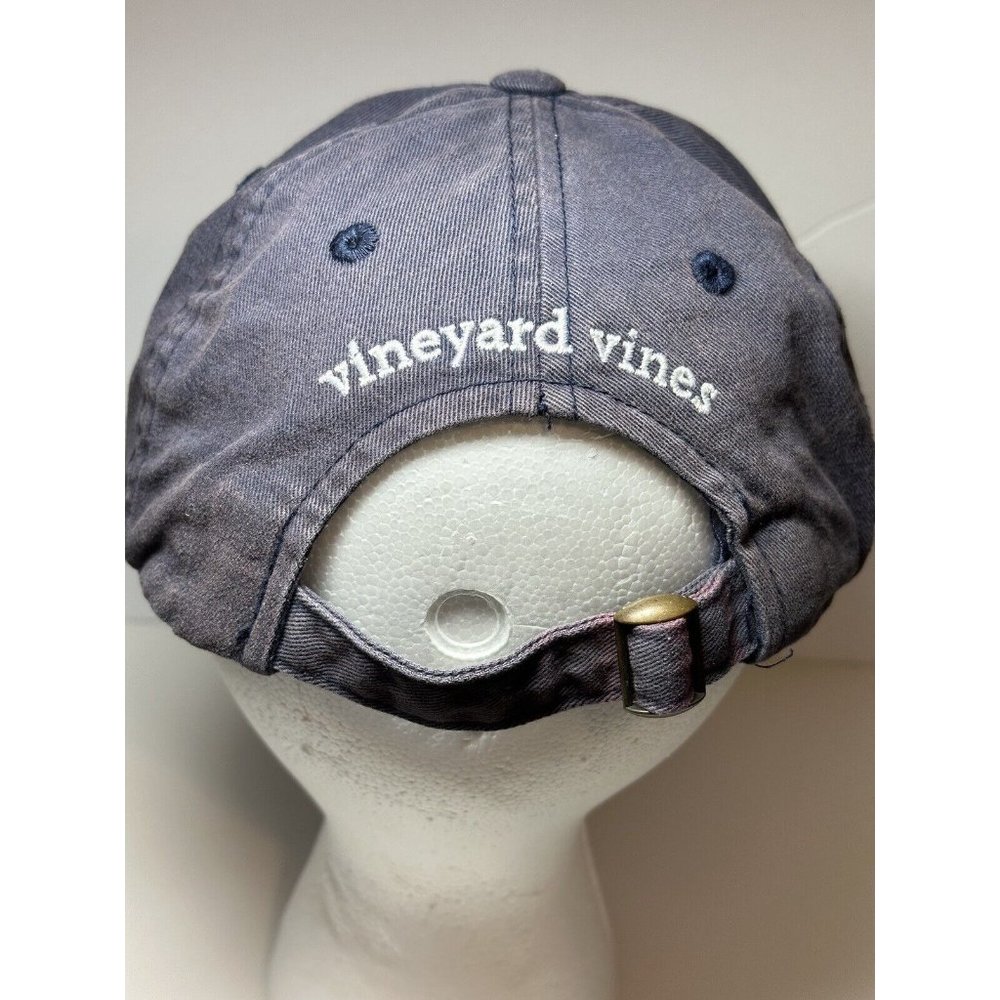 Vineyard Vines Pink Whale Logo Adjustable Strap Back Navy Blue Baseball Cap - Picture 3 of 11